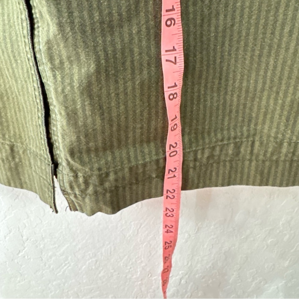 Vintage Clio Striped Green Cargo Buckle Pockets Back Slit Skirt Size 14 - Picture 6 of 6